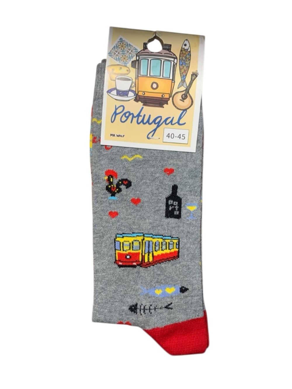-NWT- Portugal Novelty Men's CrewTrouser Socks Grey Fits Size EU 40-45 US 7-11.5